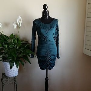 Dark green mini dress
